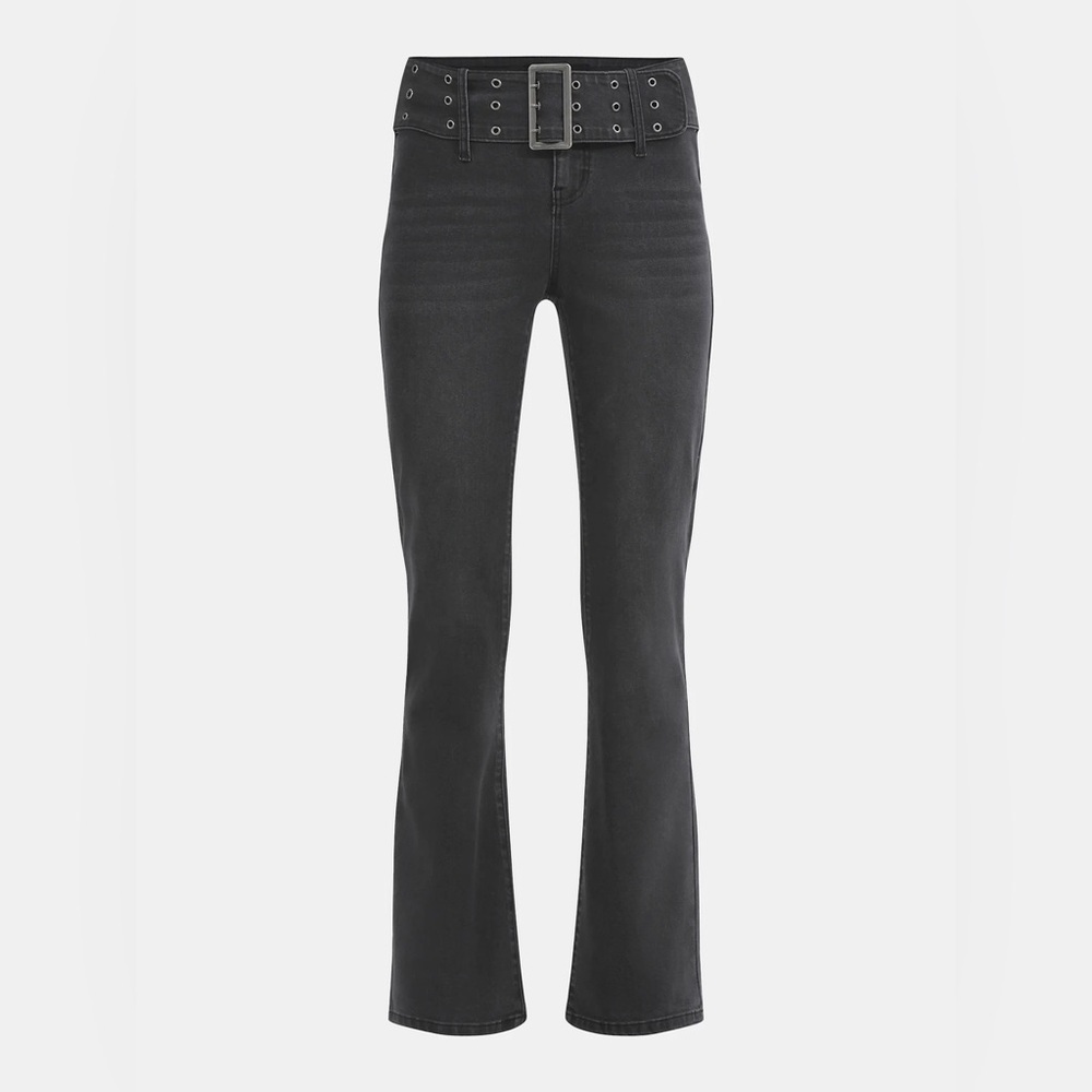 Madden NYC Womens Low Rise Black Denim Bootcut Jeans W/Belt Size 8 NWT